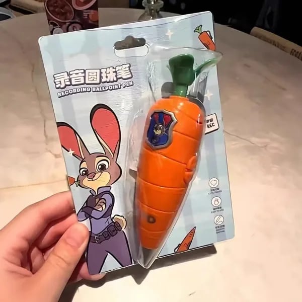 Bolígrafo grabador de voz de zanahoria, serie de mercancías de dibujos animados de Zootopia, bolígrafo para estudiante, bolígrafo de grabación multifunción, regalo