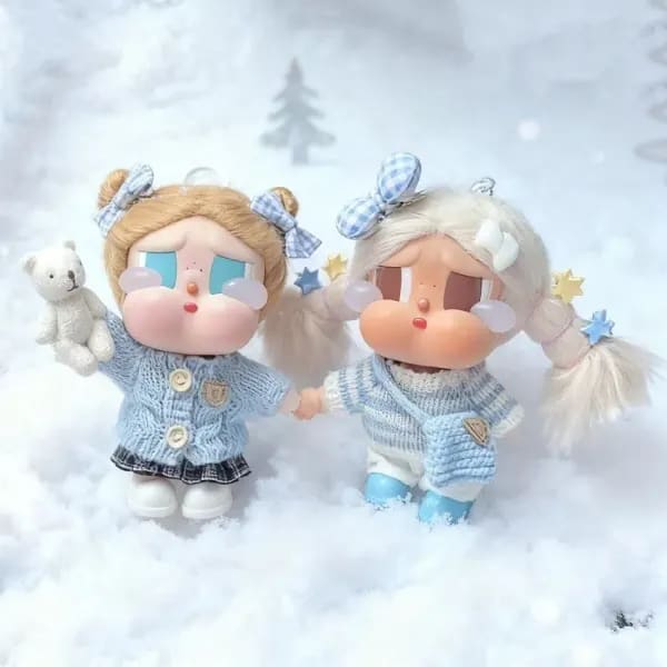 Para CRYBABY modo de vacaciones en amor suéter vestido zapatos conjunto para Labubu 17cm muñeca niños ropa accesorios de moda