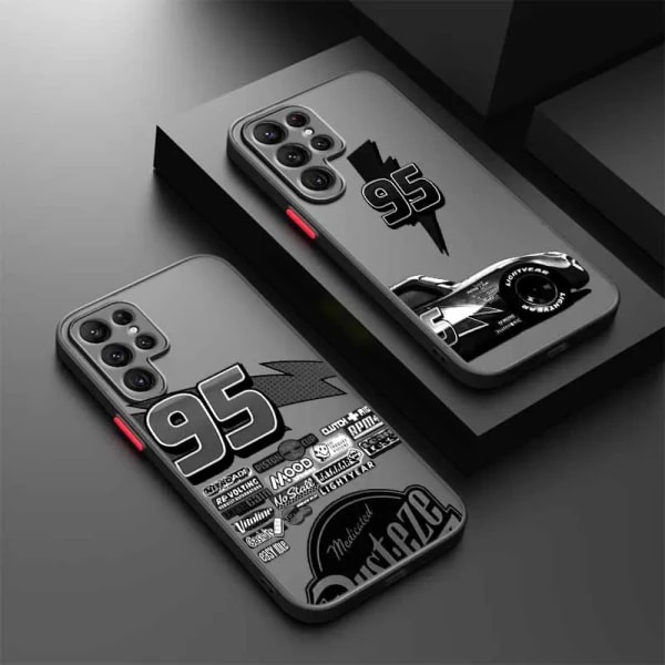 Funda de coches l-relámpago m-mcQueen para Samsung S25 S24 S23 S22 S21 S20 S10 FE Ultra Plus Lite, funda de teléfono translúcida esmerilada