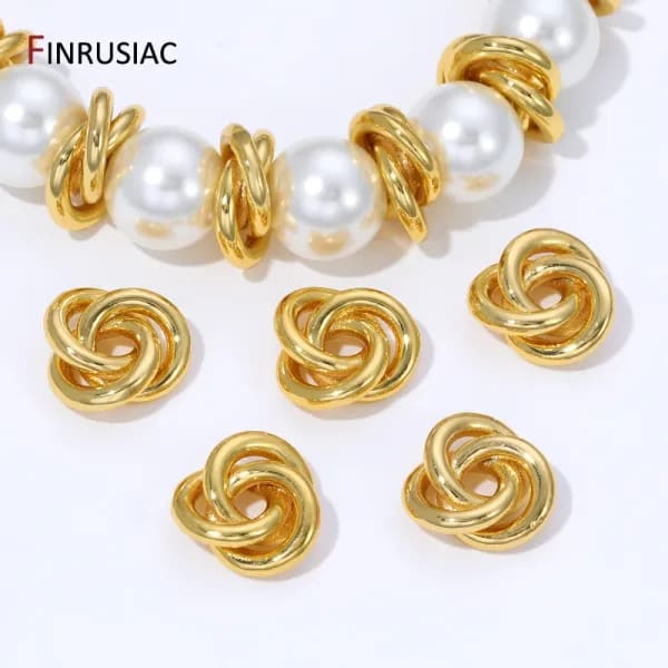 Cuentas espaciadoras de latón chapado en oro de 18 quilates con tejido irregular, separadores para cuentas, accesorios para la fabricación de joyas DIY