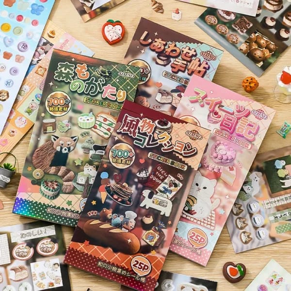 Libro de Pegatinas Mr. Paper 4-Style Hiroyori - Suministros Minimalistas Japoneses, Decoración Diaria para Collage, Serie de Papelería Creativa