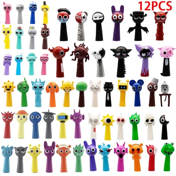 Nuevo juego de 12 Uds. Divertido Sprunki Figuras modelo 6-8cm PVC Sprunki juego Anime figuras de acción y juguete dibujos animados niños regalos de cumpleaños Juguetes