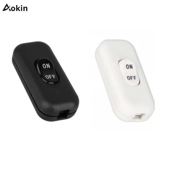 2/3 Uds 6A 250V interruptor de cable en línea, botón de encendido/apagado interruptor de cable de alimentación de botón negro para lámpara de mesa lámpara de cama de luz de escritorio