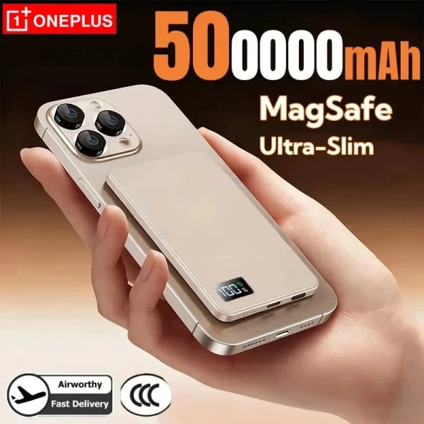 OnePlus 50000mAh banco de energía magnético PD 22,5 W carga rápida batería externa inalámbrica portátil para Magsafe para iPhone Samsung