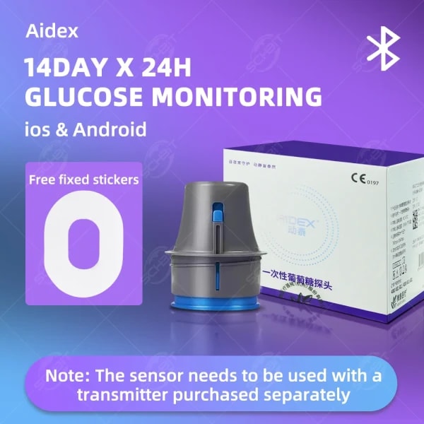 Aidex 14 días Monitoreo dinámico de la glucosa en sangre CGMS Sensor de monitor de azúcar no invasivo Glucómetro no invasivo para diabéticos
