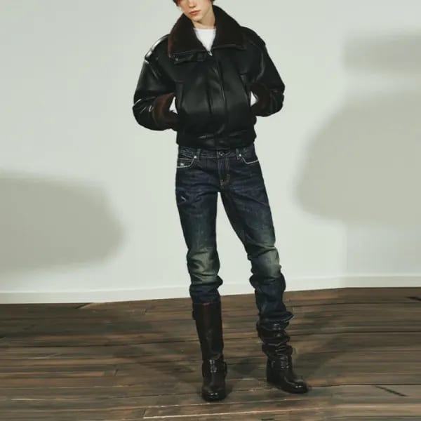 Chaqueta Bomber de cuero versátil a la moda, ropa de abrigo femenina elegante Vintage, ropa de calle informal elegante para mujer de otoño