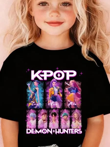 Camiseta Kpop Demon Hunters para niños, camiseta de manga corta para mujer, camiseta Saja para niños, camiseta Kpop Demon Hunters para niños y niñas, ropa