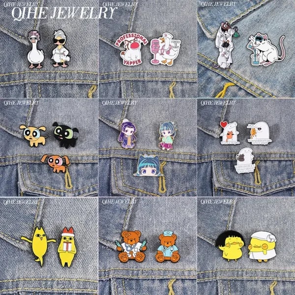 Set de 2-3 Piezas de Broches de Esmalte con Figuras de Anime y Manga, Diseño de Rata de Laboratorio, Doctor, Enfermera, Uniforme, Oso de Peluche, Insignia de Animal