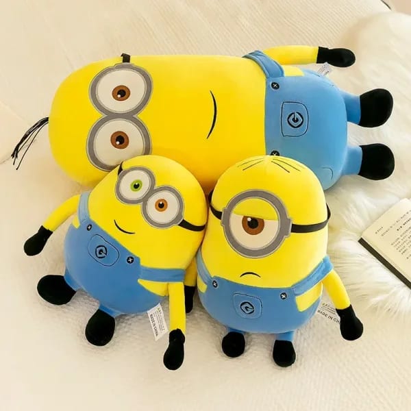 Peluche de Minions, Bob y Stuart, Muñeco de Peluche Suave, Regalo para Niños, Regalo de Cumpleaños, Linda Almohada Amarilla Decorativa (Personaje de la Película)