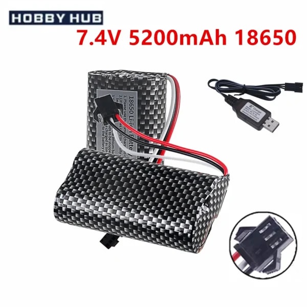 MN82 MN128 MN78 LC79 Batería de coche con control remoto 7,4 V 5200 mAh 20C Bateira con enchufe SM-3P o cargador USB