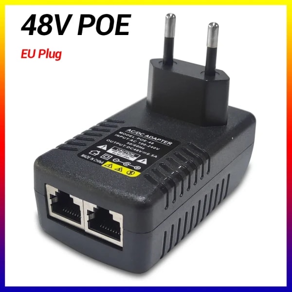 Adaptador de fuente de alimentación POE para vigilancia de seguridad CCTV, 48V, 0,5a, enchufe UE/EE. UU. para inyector, cámara IP Ethernet, enrutador NVR, interruptor POE
