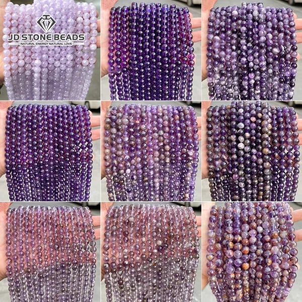 Cuentas de cristal de Color púrpura Natural, amatista, cuarzo fantasma púrpura, espaciador suelto para fabricación de joyería, accesorio para collar y pulsera DIY