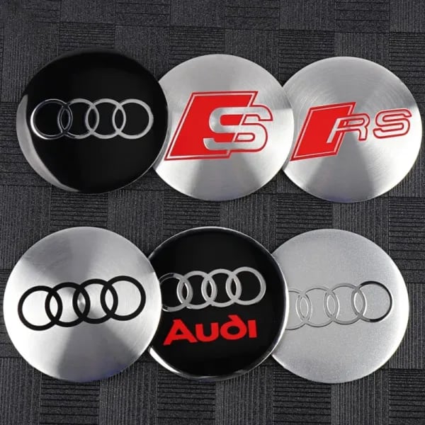 56/60/65mm 4 Uds Audi tapacubos tapa central de rueda de coche emblema insignia pegatina accesorios de decoración para Audi A1 A2 A3 S3 S6 Q3 Q5 Q7