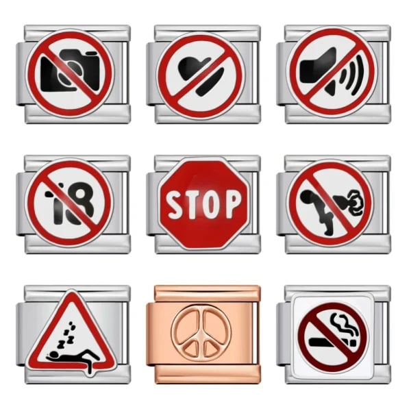 Etiquetas clásicas de la serie roja 2026 con patrón de enlace italiano, pulsera de acero inoxidable de 9mm, abalorios DIY, joyería de moda para hombres y mujeres