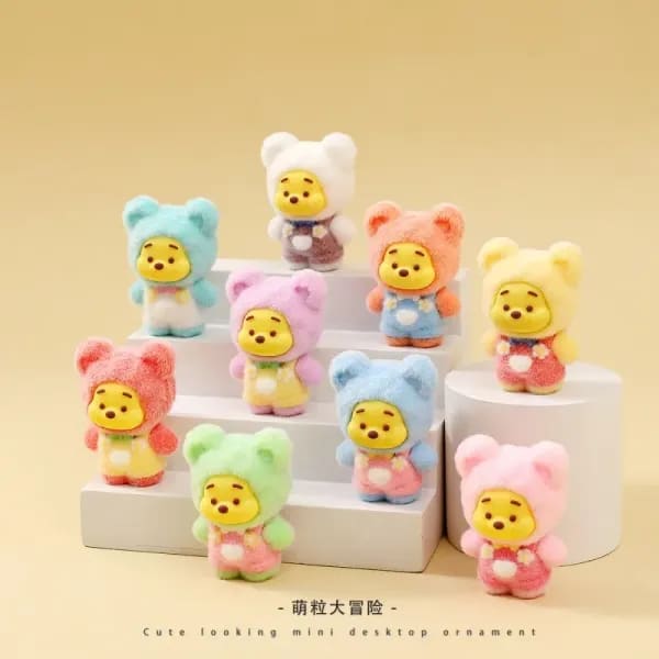 Caja ciega de oso flocado de dibujos animados, muñeca bonita, adornos pequeños de escritorio, bolsa ciega que combina con transmisión en vivo a la moda para regalo
