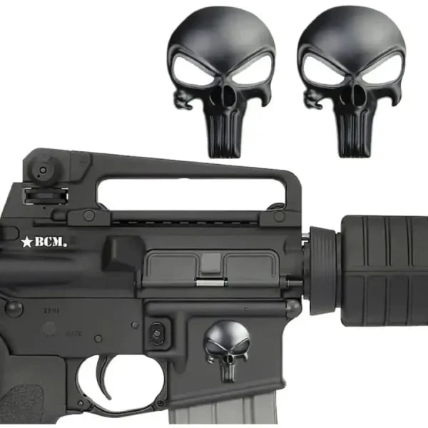 Pegatina de Metal sólido 3D de calavera táctica, compatible con motocicleta, coche, pistola Airsoft AR15 M4 M16 1911 Glock G17 G19 G22 G43X