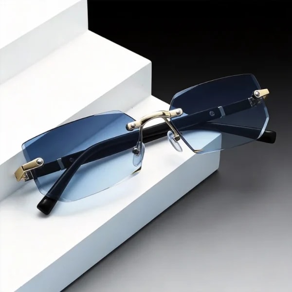 Gafas de Sol Modernas sin Montura para Hombre y Mujer, Gafas de Sol Rectangulares sin Marco, Estilo Retro, para Viajes de Verano, Protección UV400