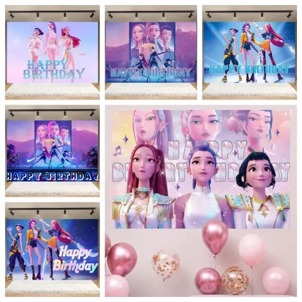 Fondo de cazadores de demonios para niñas KPop, decoraciones para fiesta de cumpleaños para niños y adultos, pancarta de fondo para Baby Shower, accesorios para fotomatón