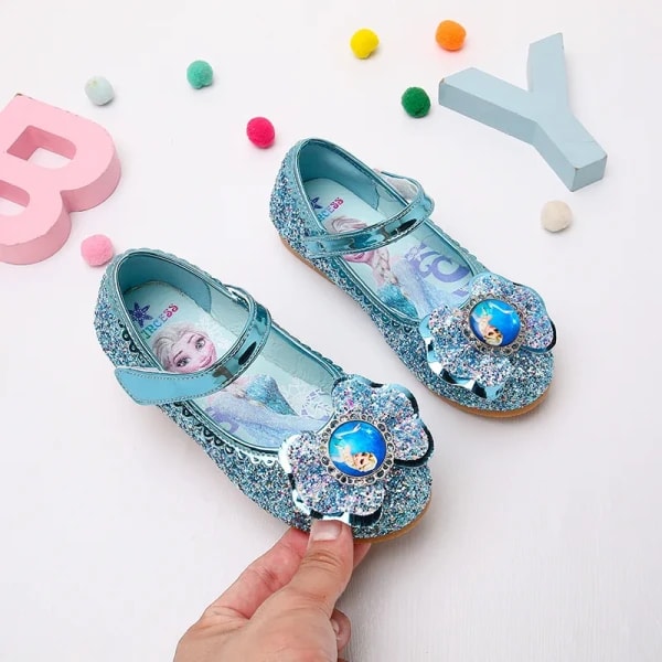 Zapatos de princesa Disney Elsa Frozen para niñas, zapatos planos con lentejuelas para primavera y otoño, zapatos informales de suela blanda para bebés, zapatos de fiesta