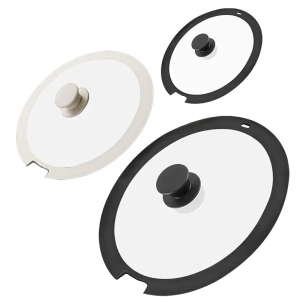 Tapa Universal de vidrio templado para ollas, sartén, tapón para derrames, tapa de sartén de 18/20/26cm, tapa de sartén de repuesto de silicona resistente al calor