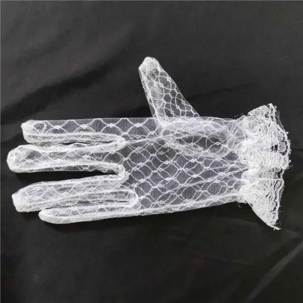 Accesorios de Vestido de Cosplay de Alto Rendimiento, Guantes de Encaje Finos para Vestido de Cena Corto de Otoño, Guantes de Malla Nupcial para Boda