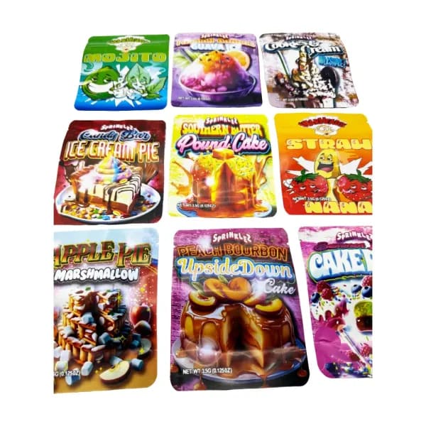 Paquete de 100 Bolsas de Mylar Vacías con Caja de Embalaje de Papel, Juego de Cajas de Almacenamiento de 3.5 Gramos y Bolsa de Plástico con Cierre, Estuche para Dulces