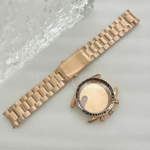 Caja de reloj multifuncional dorada de 39,6mm, adecuada para piezas de reloj con movimiento de cuarzo Omg Speedmster VK63, compatible con bisel de caja de correa de 20mm