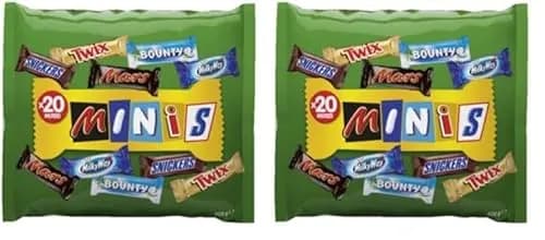 Mars surtido de chocolatinas en formato mini: Twix, Snickers, Mars, Milkyway, Bounty 400g (Paquete de 2)