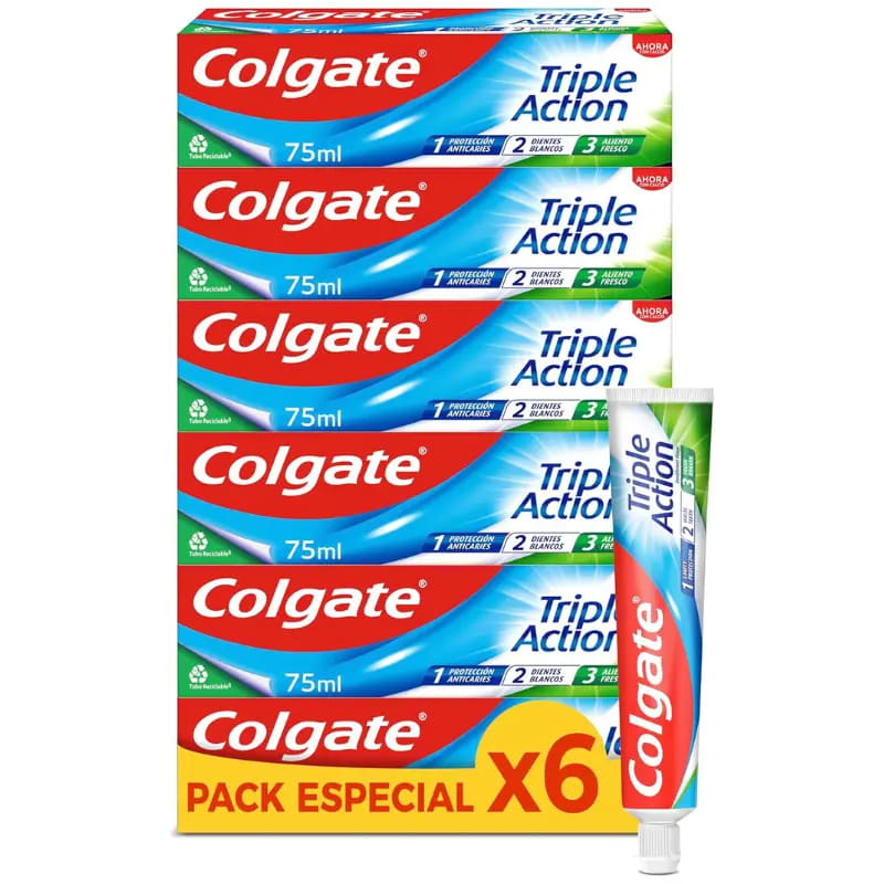 Pack x6 Pastas dientes Colgate Triple Acción