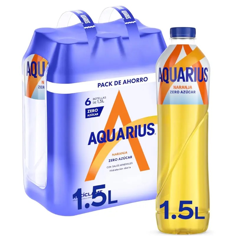 Pack x4 Aquarius Zero Azúcar Naranja 1,5L