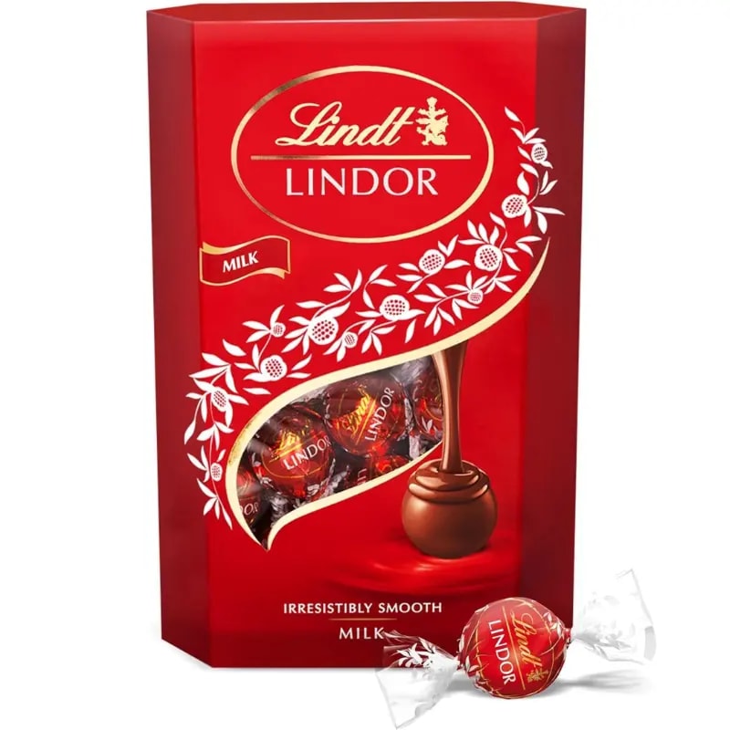 Caja bombones Lindt LINDOR de chocolate con leche 200gr
