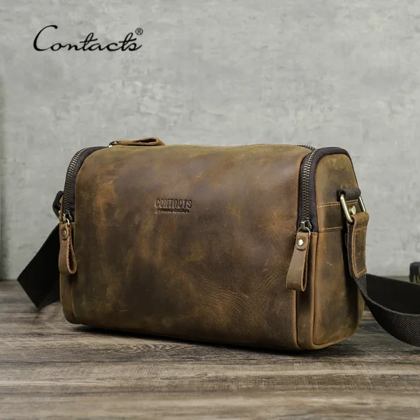 Crazy Horse-Bolso de hombro de cuero para hombre, bandolera de marca de lujo, diseñador de bolsos, bandolera clásica, tira pequeña, nuevo