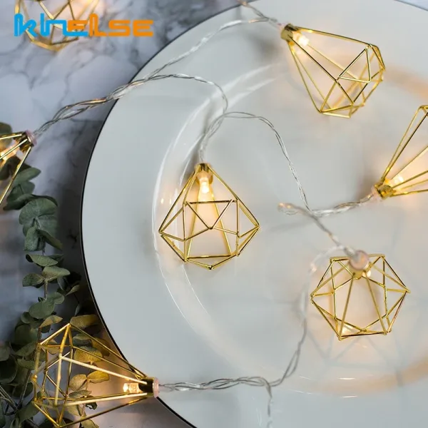 Guirnalda de luces Led de diamante, alambre de cobre dorado, 1,5 M/3M, 10/20 Led, Hierro de hadas, Navidad, boda, fiesta, decoración del hogar, lámparas de cadena de linterna