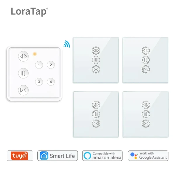 Interruptor de persiana enrollable con Control remoto para el hogar, dispositivo de Control de persianas con motor de 4 canales, RF, WIFI, App de Google Home, Alexa Echo, Tuya Smart Life