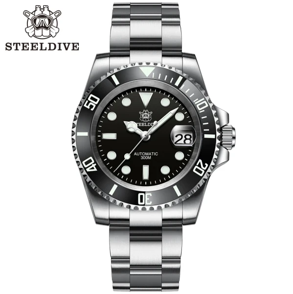 SD1953 STEELDIVE marca bisel cerámico 41mm Steeldive 30ATM resistente al agua NH35 Reloj de buceo automático para hombre Reloj con cierre fresado