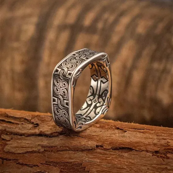 Anillo Vintage cuadrado con nudo celta loco irlandés, regalo de joyerÃa Punk Hip Hop a la moda para hombre