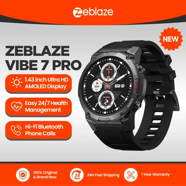 Reloj inteligente Zeblaze VIBE 7 PRO pantalla AMOLED de 1,43 pulgadas para hacer/reparar llamadas telefónicas gestión de la salud reloj inteligente deportivo para hombres