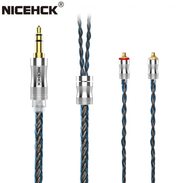 NICEHCK C24-2 Cable de actualización de auricular de cobre de aleación de cobre Chapado en plata de 24 núcleos 3,5mm/2,5mm/4,4mm MMCX/NX7/QDC/0,78 2 pines para EBX21