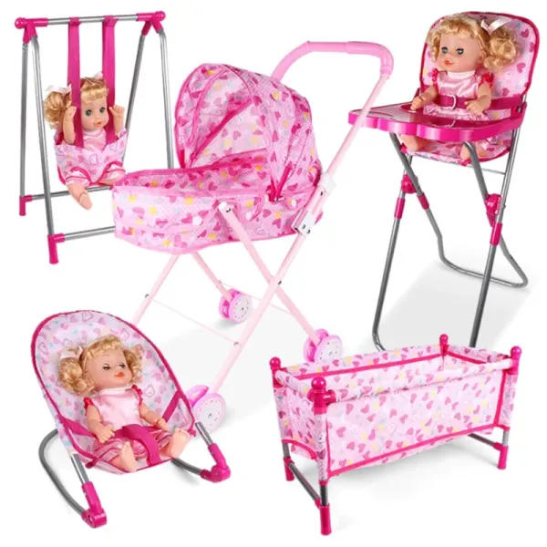 Accesorios para casa de muñecas, mecedoras, cama columpio, silla de comedor, casa de juegos para bebés