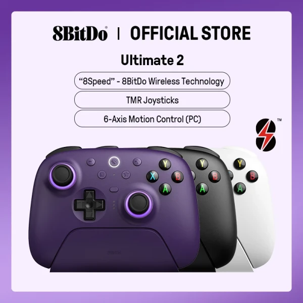 Controlador de juego inalámbrico 8BitDo Ultimate 2 para PC y Android con joysticks TMR, disparadores conmutables, control de movimiento, 8 velocidades