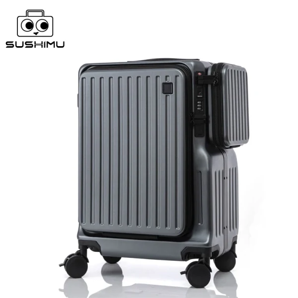 SUSHIMU Nueva maleta con cremallera y apertura frontal de gran capacidad y múltiples funciones. Es una maleta de cabina de 20 pulgadas para hombre,