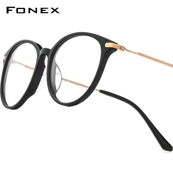 Montura de gafas FONEX de acetato de titanio para mujer, diseño de marca, gafas redondas Retro Vintage, gafas para hombre, gafas japonesas 85669
