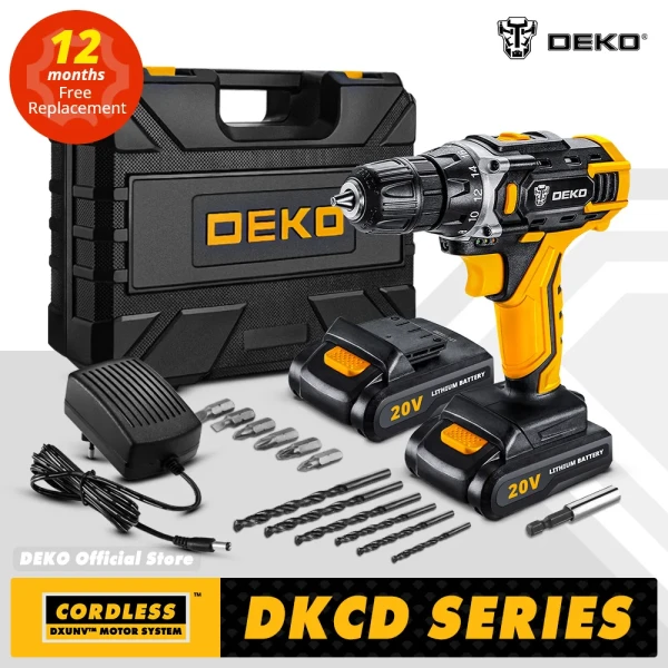 DEKO-Taladro Inalámbrico de 20V, destornillador eléctrico con batería de iones de litio CC, de potencia minicontrolador inalámbrico para el hogar, bricolaje