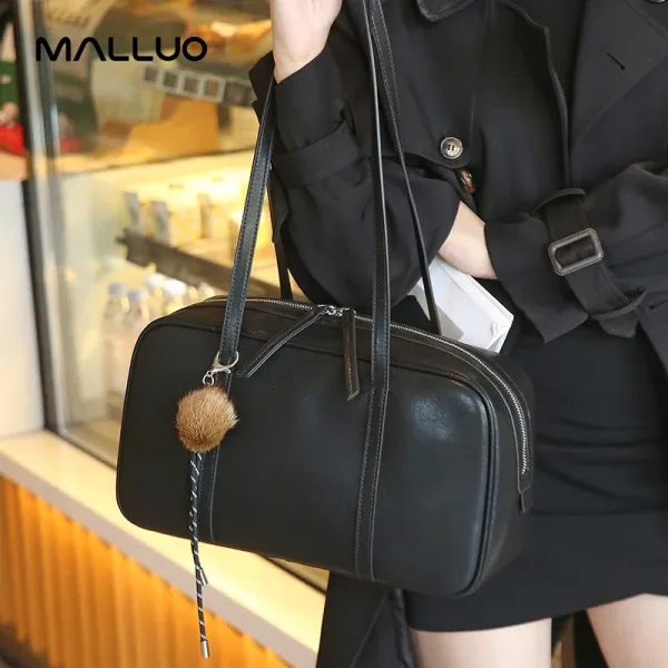 Bandoleras de piel de vaca auténtica para mujer, bolsos de lujo de diseñador a la moda para mujer, bolso Boston Retro para ir al trabajo, nuevo