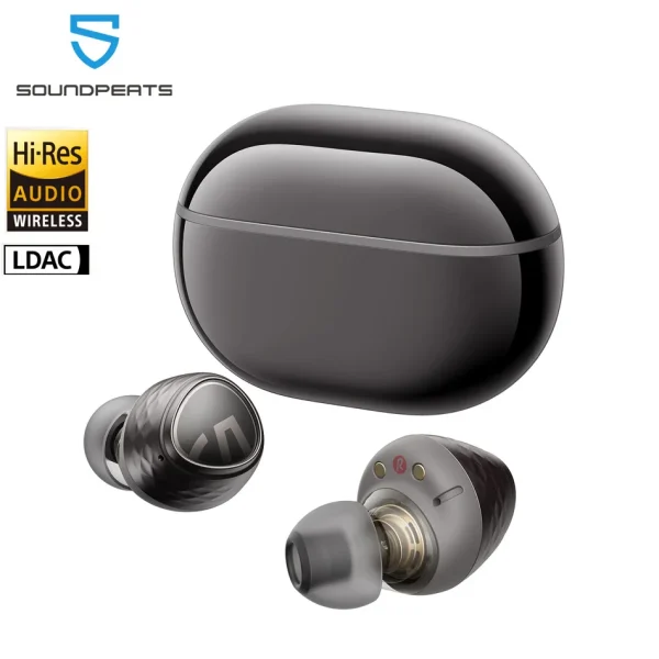SoundPEATS Engine4 Auriculares inalámbricos Bluetooth 5.3 de alta resolución con LDAC, controladores dinámicos duales coaxiales para sonido estéreo, total 43 horas