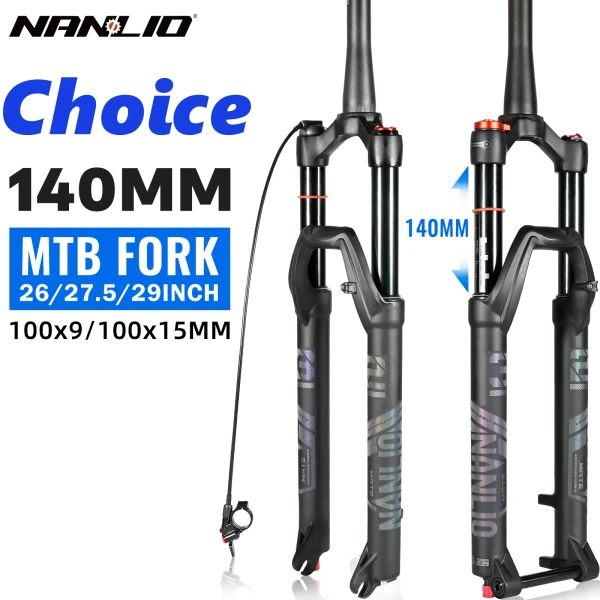 NANLIO X7 suspensión de bicicleta horquilla de aire ajuste de rebote 26/27, 5/29 pulgadas recta/cónica RL/LO MTB horquilla de bicicleta 120 140MM viaje
