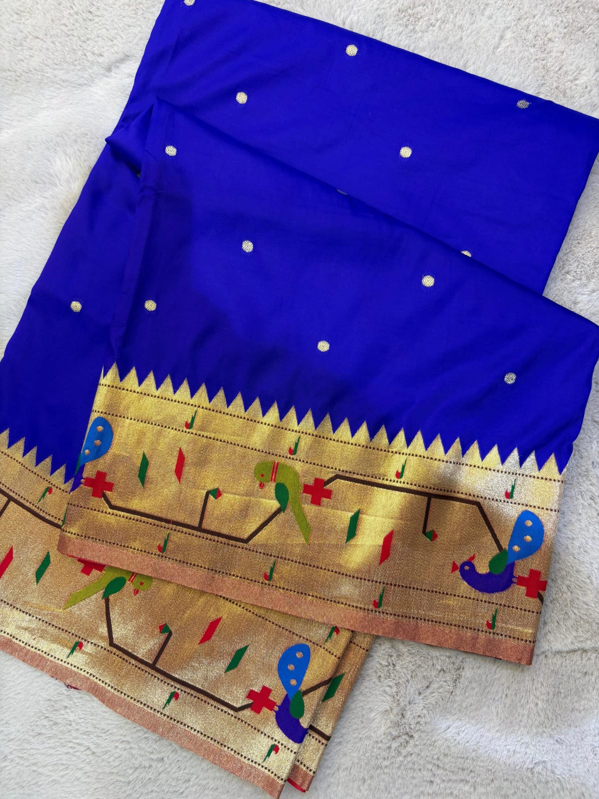 Buy Royal Blue Elegant paithani from our Paithani collection
