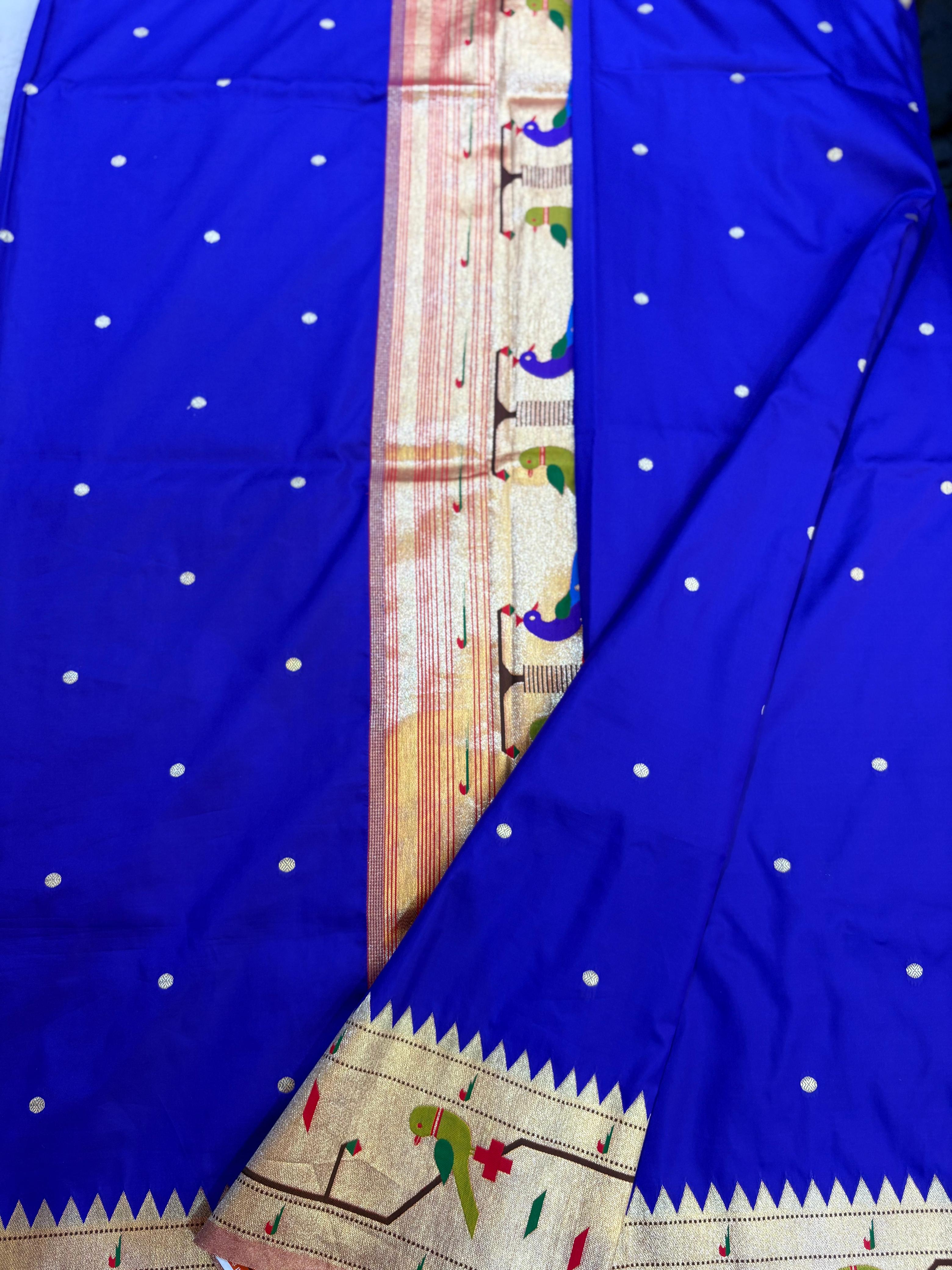 Royal Blue Elegant paithani - Detailed View 3