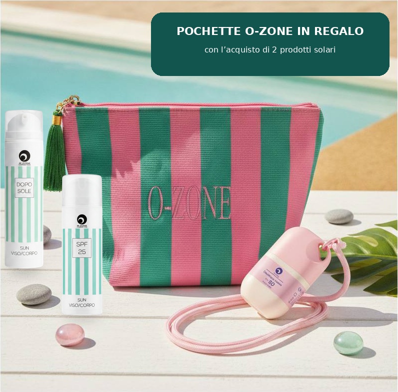 Pochette O-zone in regalo con due prodotti solari