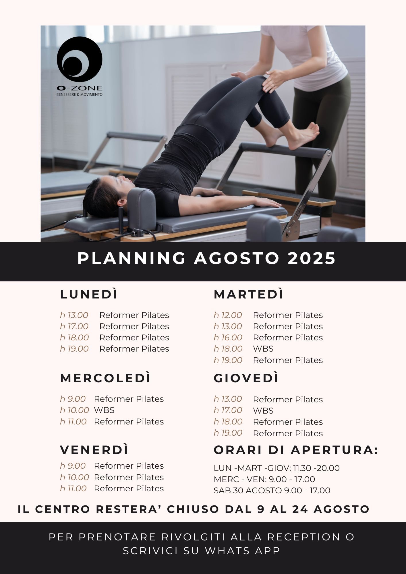 Pilates anche ad Agosto? Sì, con O-Zone!